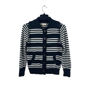 Jones New York Sport Black And White Knit Cardigan Front Pocket Sweater S
